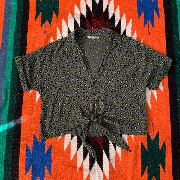 Chemise Manches Courtes Rayée American Eagle - Taille M Femme/ado, Vert, Occasion Bon état